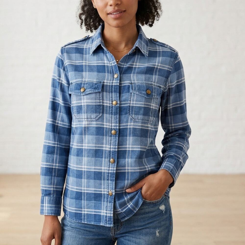 Current Elliot Perfect Reflekto Plaid Shirt blue Cotton size 1